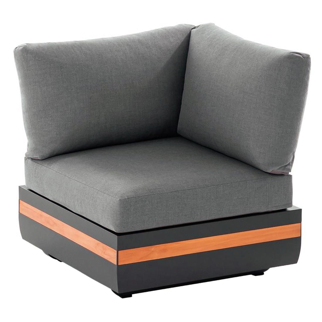 Hjørnemodul lounge Volano aluminium teak forfra