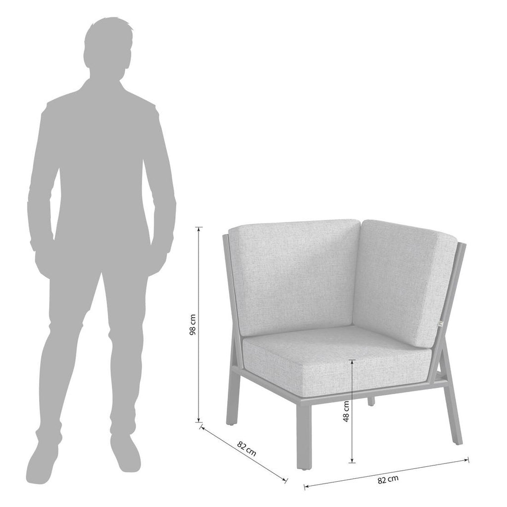 Detalj av Olefin stoff på Hjørnemodul lounge Zenith aluminium/olefin 82x82 cm - Kettler