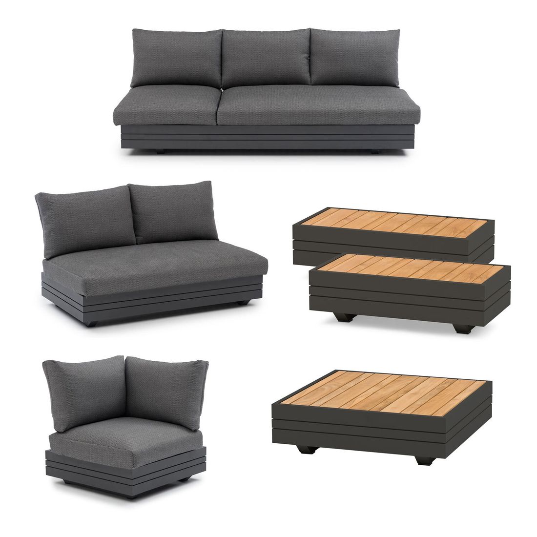 Montert Hjørnesofa ute Cubo Neo 243x309 cm aluminium/teak i hage