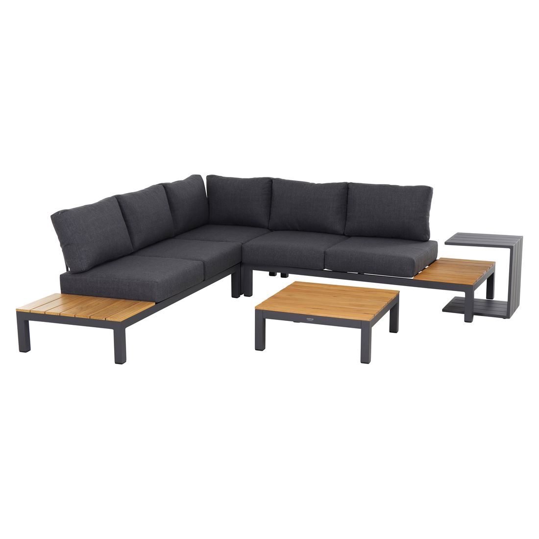 Hjørnesofa ute Brighton med loungebord aluminium/teak bakside