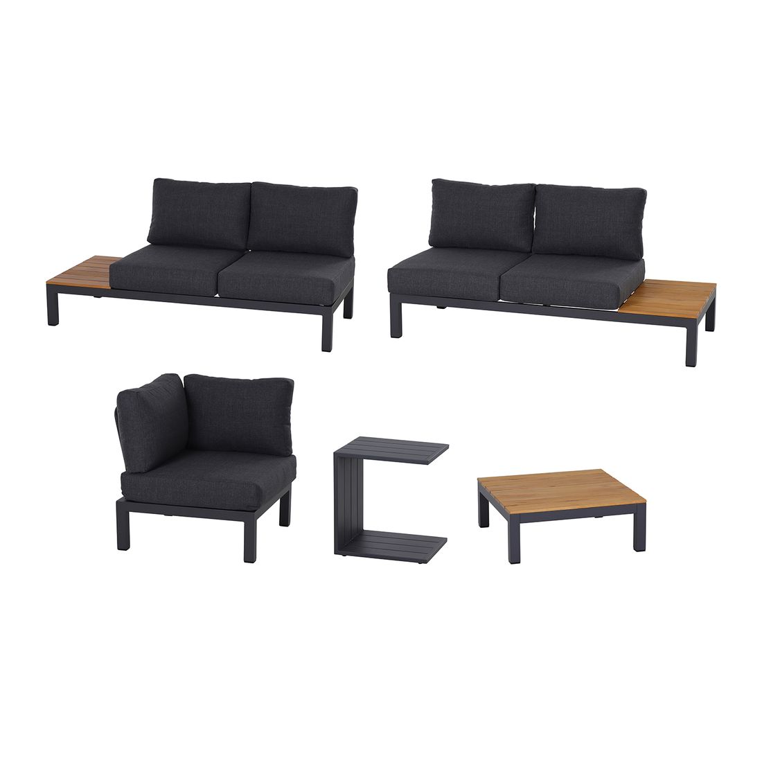 Nærbilde av kunstfaser tekstil på Hjørnesofa ute Brighton med loungebord