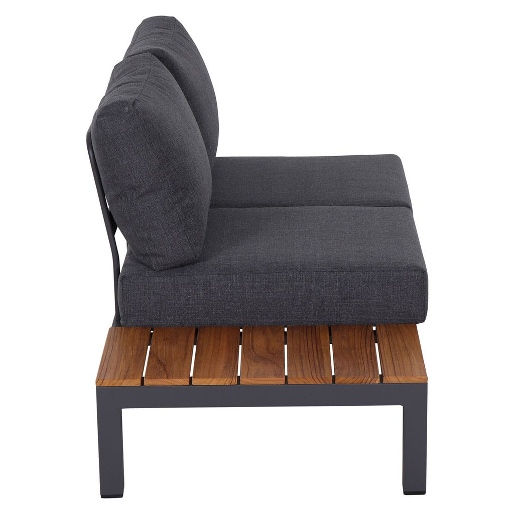 Hjørnesofa ute Brighton med loungebord aluminium/teak 242x242 cm - Siena Garden