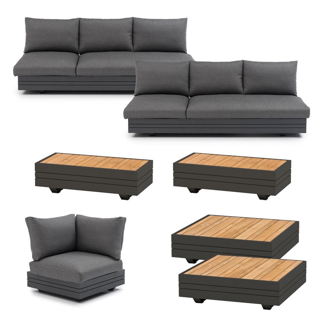 Montert Hjørnesofa ute Cubo Neo 309x309 cm aluminium/teak - Zebra i hage