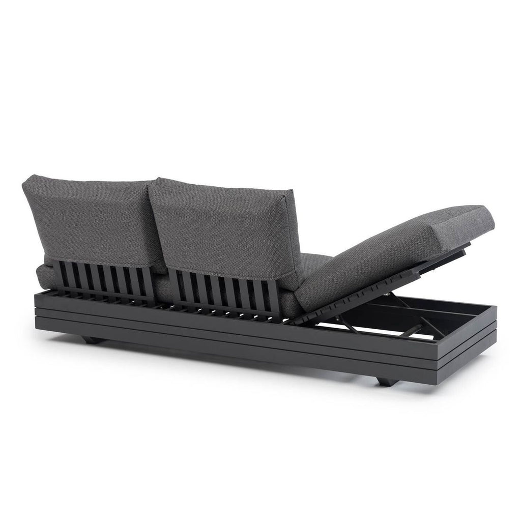 Hjørnesofa ute Cubo Neo aluminium/teak - Zebra