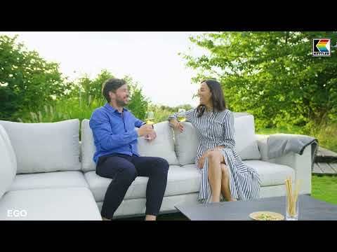Hjørnesofa ute Ego aluminium/Sunbrella 288x305 cm bakside