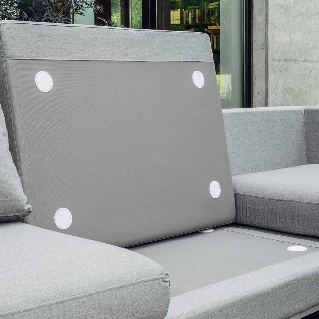 Hjørnesofa ute Ego aluminium/Sunbrella 288x305 cm med puter