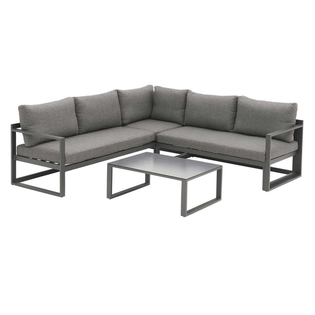Hjørnesofa ute Florenz med loungebord aluminium olefin - sideprofil