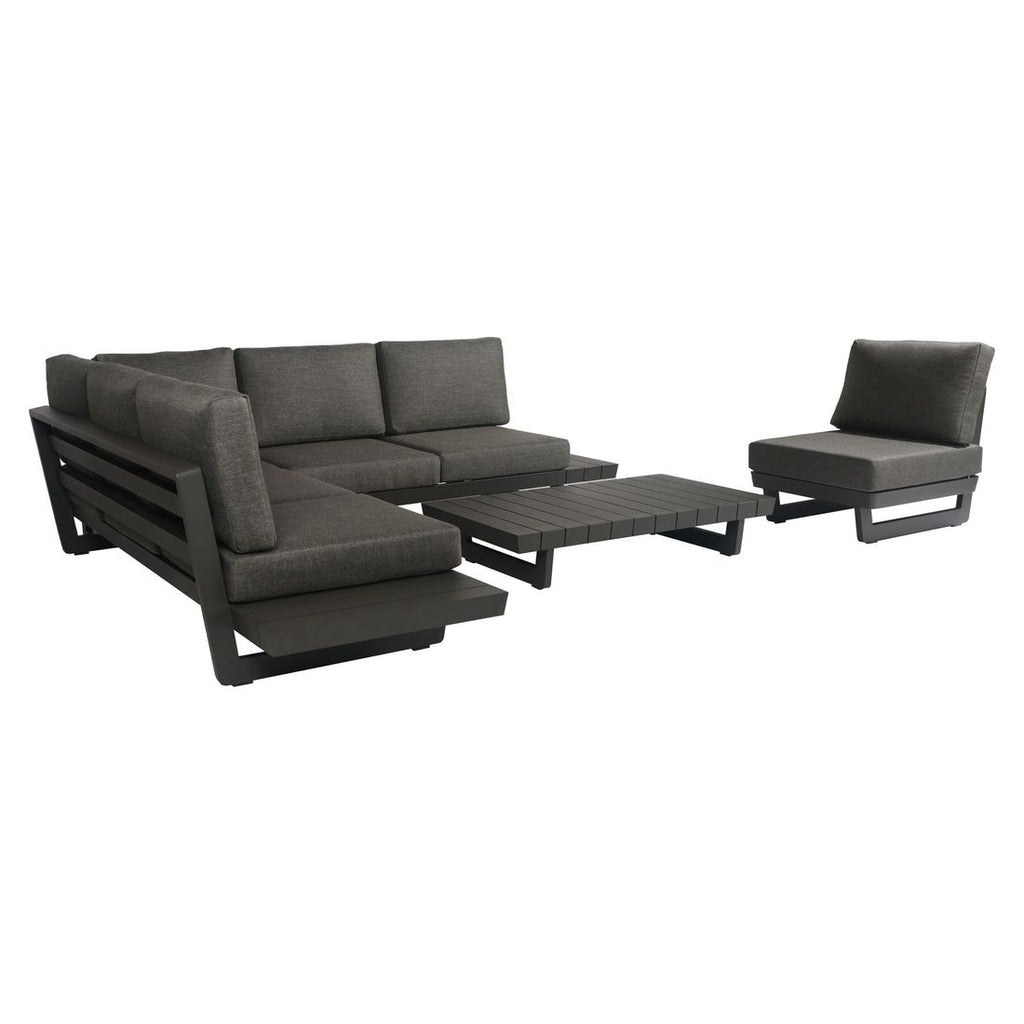 Hjørnesofa ute Lana med loungebord aluminium olefin bakside