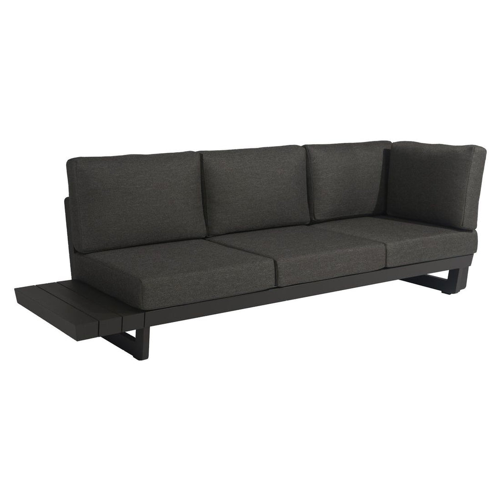 Nærbilde av puter på Hjørnesofa ute Lana med loungebord aluminium olefin