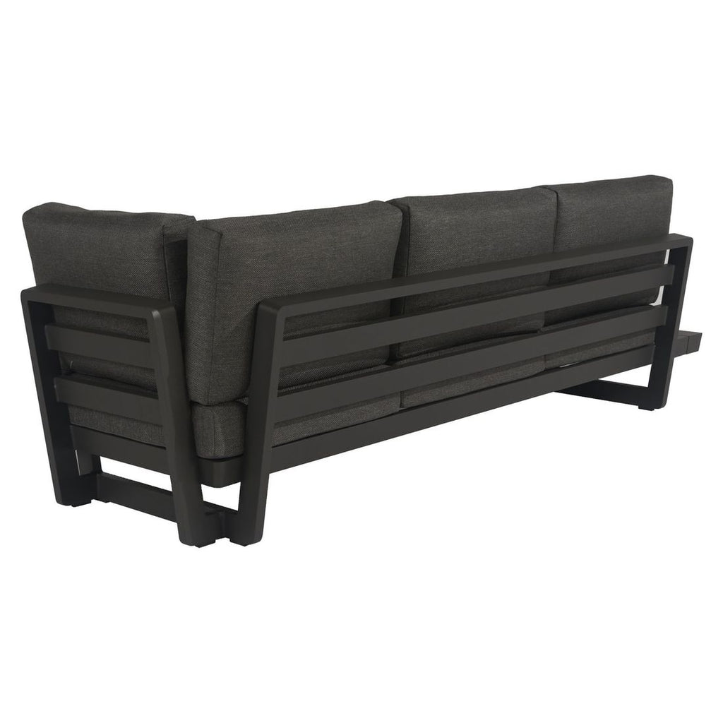 Hjørnesofa ute Lana med loungebord aluminium olefin sett ovenfra