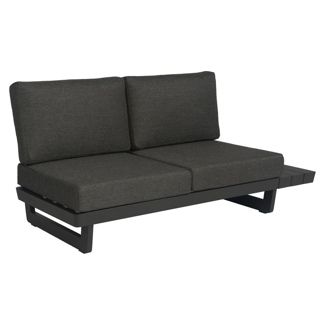 Sideprofil av Hjørnesofa ute Lana med loungebord aluminium olefin
