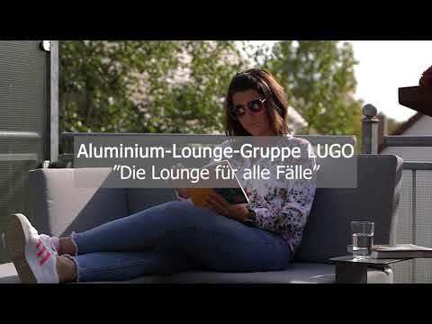 Hjørnesofa ute Lugo aluminium/polypropylen - Sieger forfra