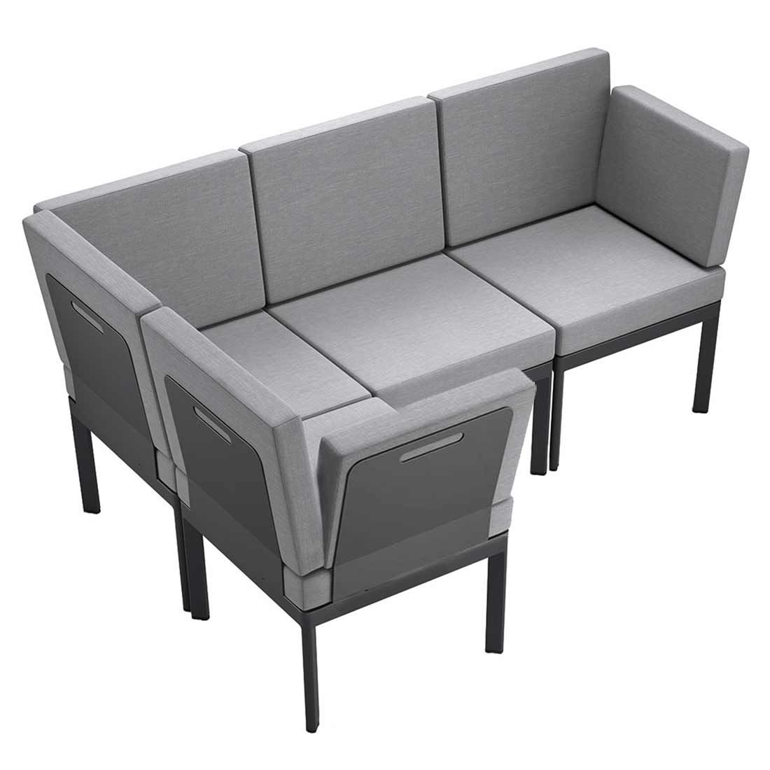 Hjørnesofa ute Lugo aluminium/polypropylen - Sieger nærbilde av stoff