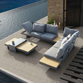 Hjørnesofa ute Luna med loungebord aluminium/akasie front