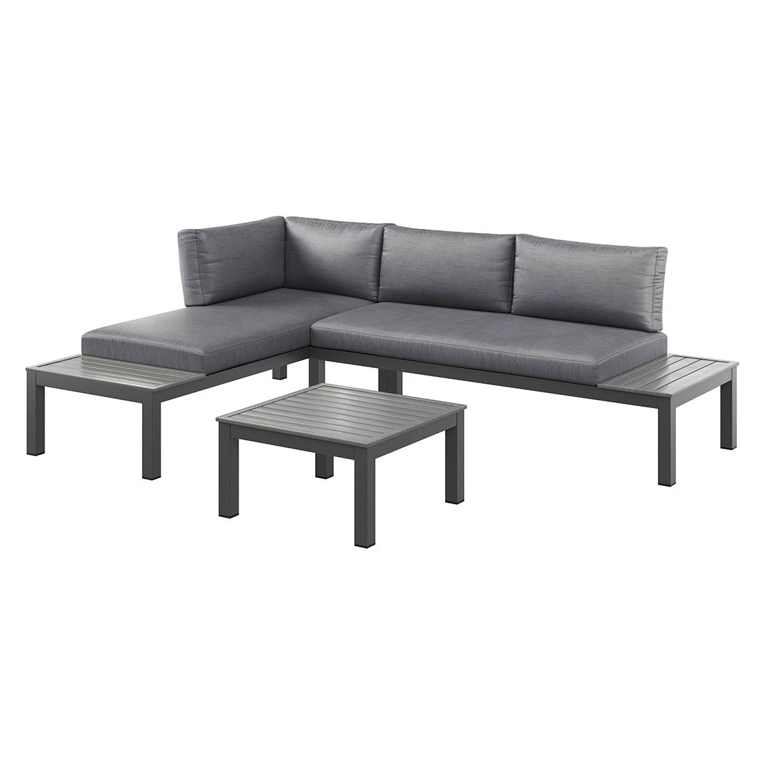 Hjørnesofa ute Morsum modulær med loungebord aluminium - OUTLIV bakside