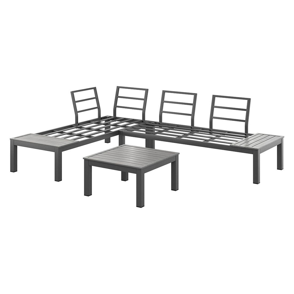 Detalj av stoff på Hjørnesofa ute Morsum modulær med loungebord aluminium - OUTLIV