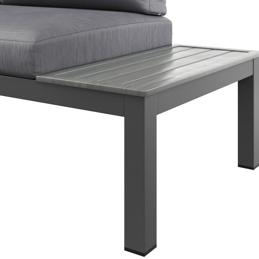 Hjørnesofa ute Morsum modulær med loungebord aluminium - OUTLIV.