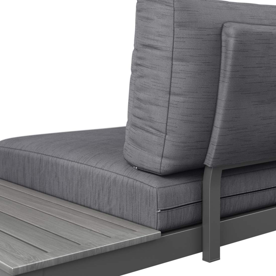 Hjørnesofa ute Morsum modulær med loungebord aluminium - OUTLIV.