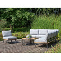 Hjørnesofa ute Serra aluminium/canvas 299x228 cm forfra