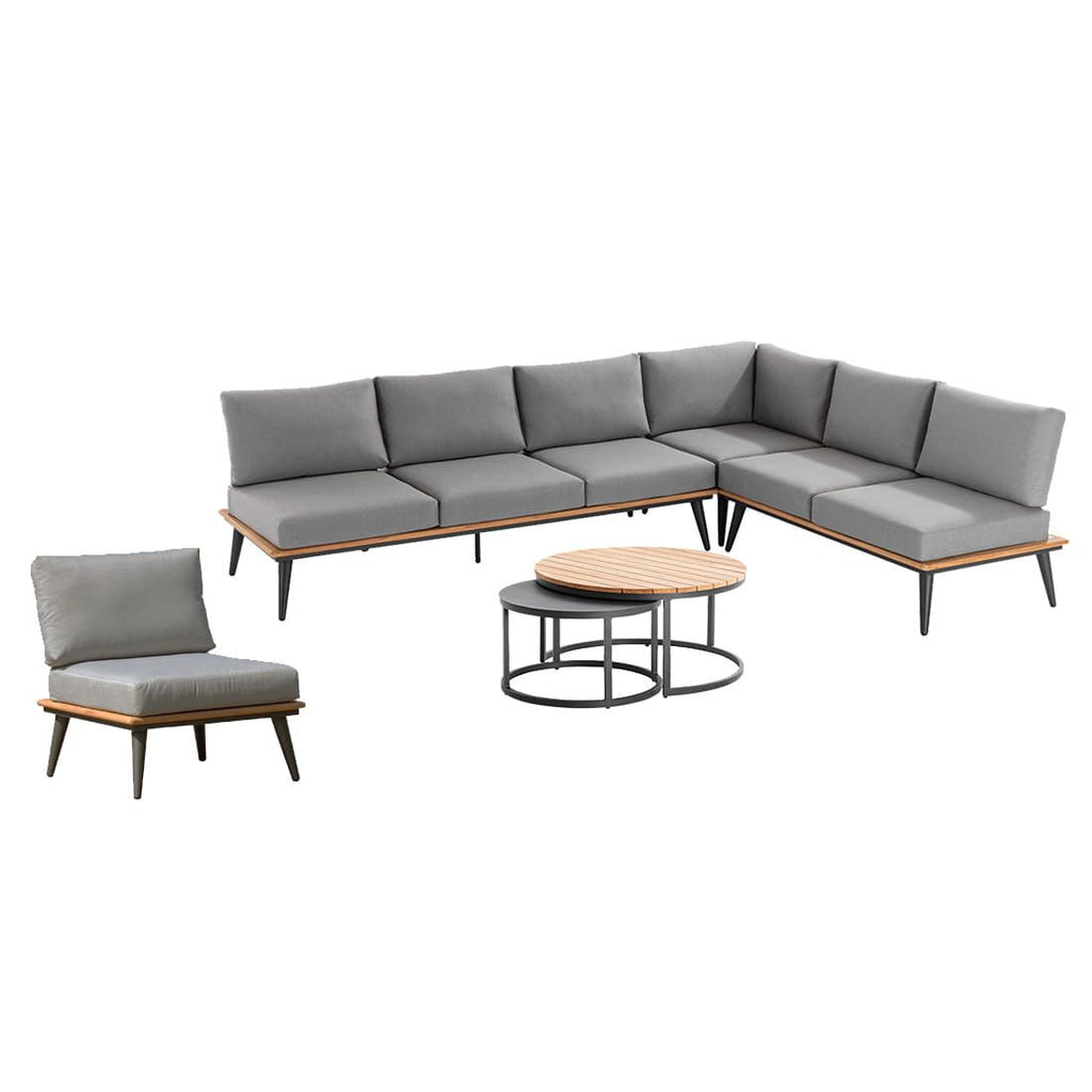 Hjørnesofa ute Serra aluminium/canvas 299x228 cm bakside