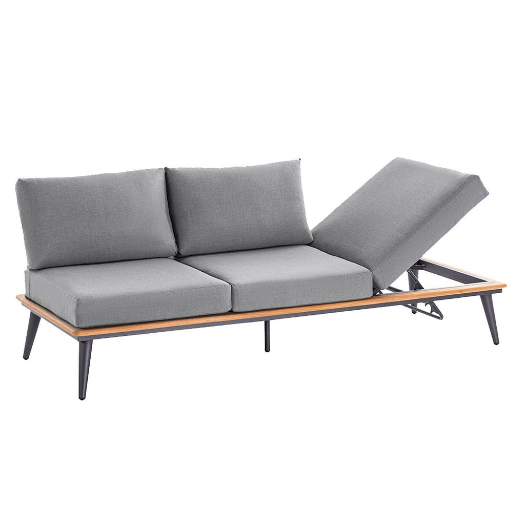 Nærbilde av armstøtte på Hjørnesofa ute Serra aluminium/canvas 299x228 cm