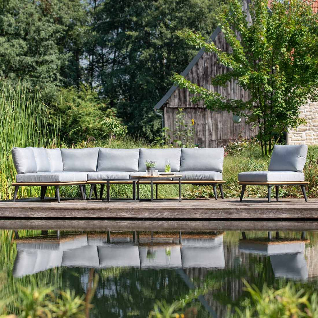Hjørnesofa ute Serra aluminium/canvas 299x228 cm i antrasittfarge