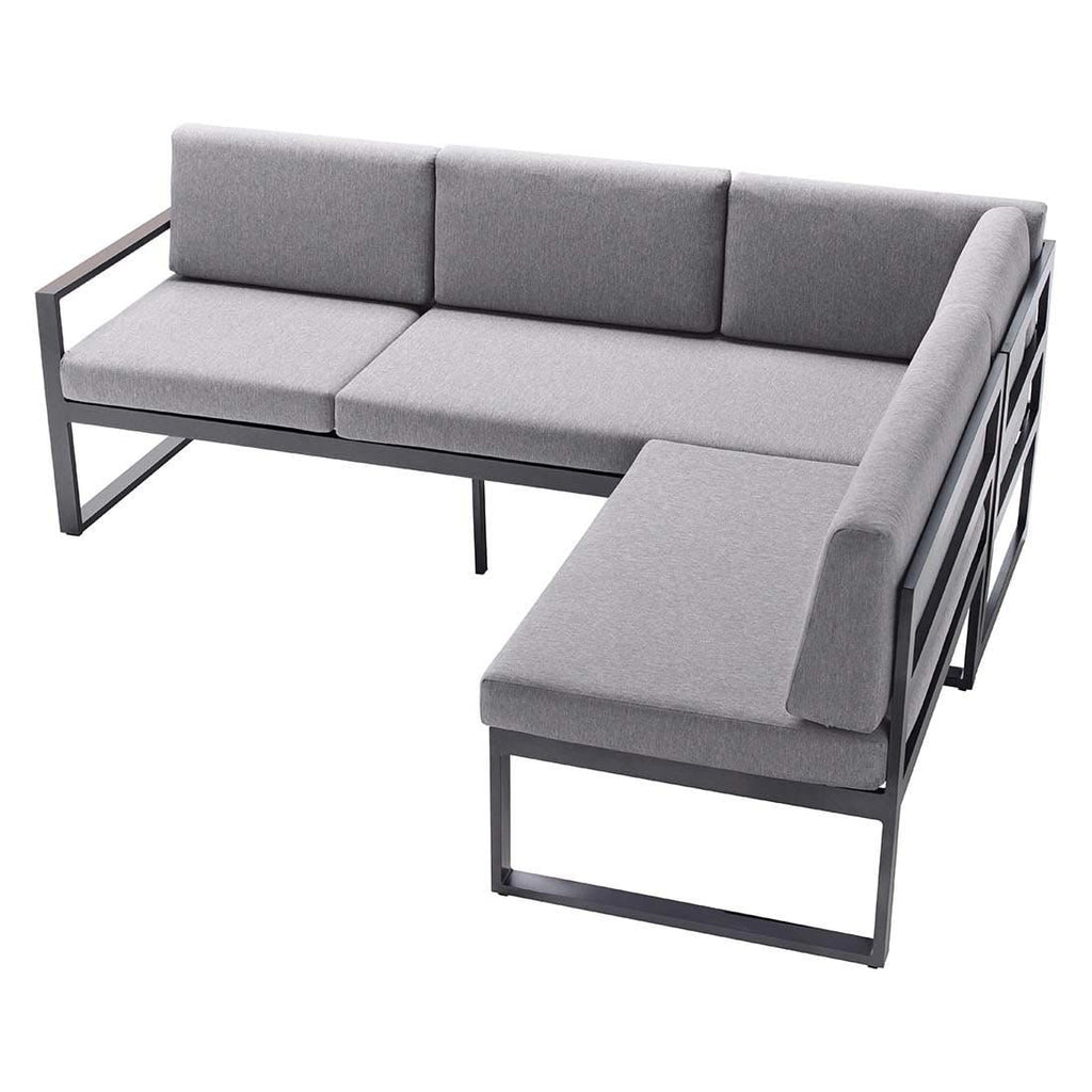 Hjørnesofa ute Adelaide aluminium/Sunproof - Sieger forfra