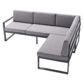Hjørnesofa ute Adelaide aluminium/Sunproof - Sieger forfra