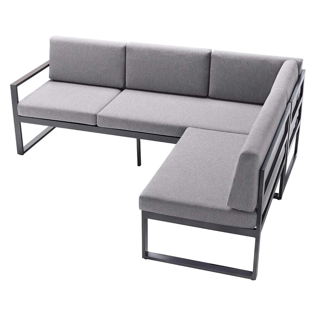 Hjørnesofa ute Adelaide aluminium/Sunproof - Sieger forfra