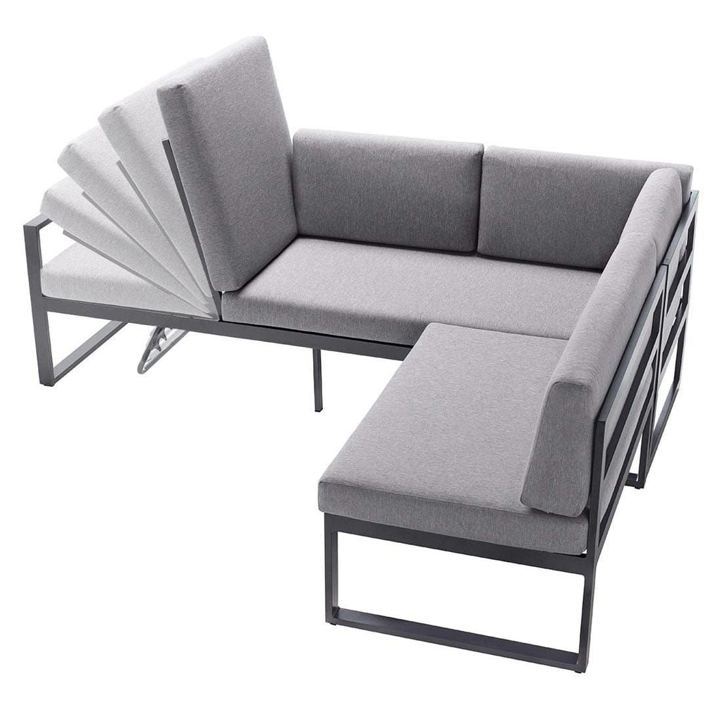 Hjørnesofa ute Adelaide aluminium/Sunproof - Sieger bakside
