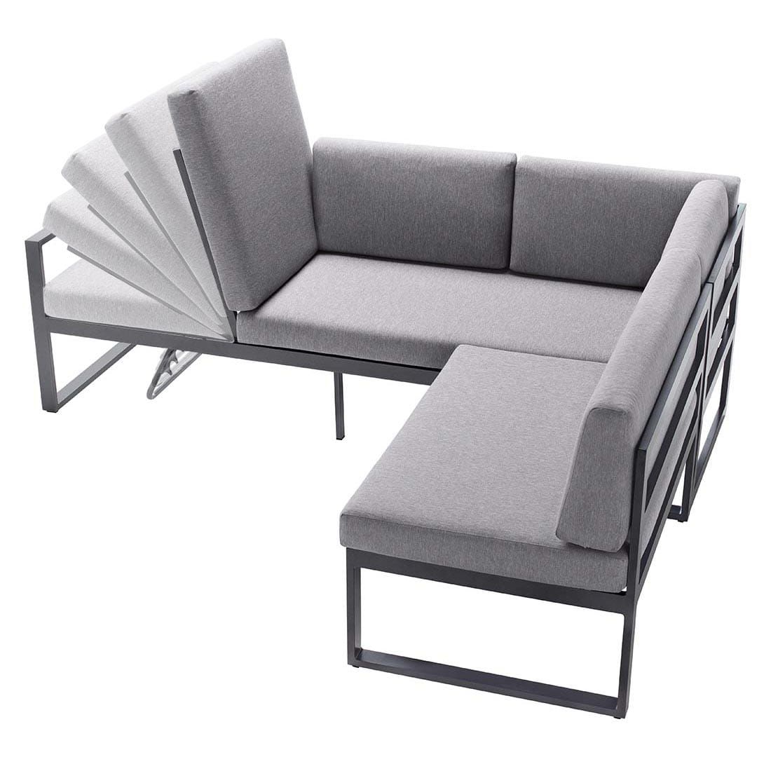 Hjørnesofa ute Adelaide aluminium/Sunproof - Sieger bakside