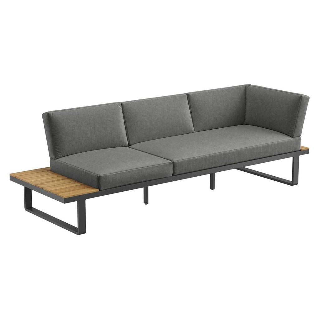 Hjørnesofa ute Albufeira med loungebord aluminium sett fra siden