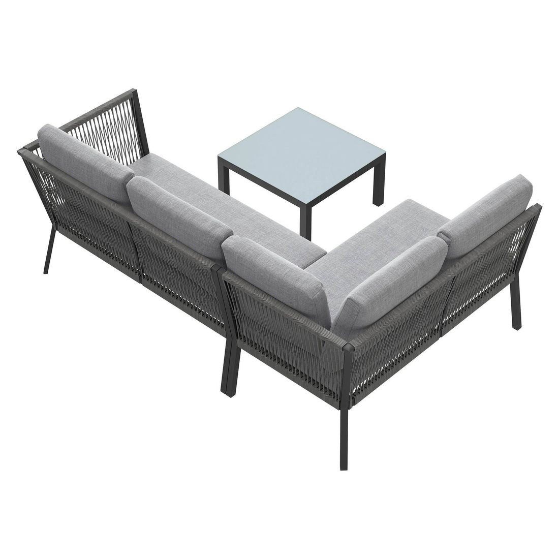Hjørnesofa ute Alex med loungebord aluminium tau grå - nærbilde pute