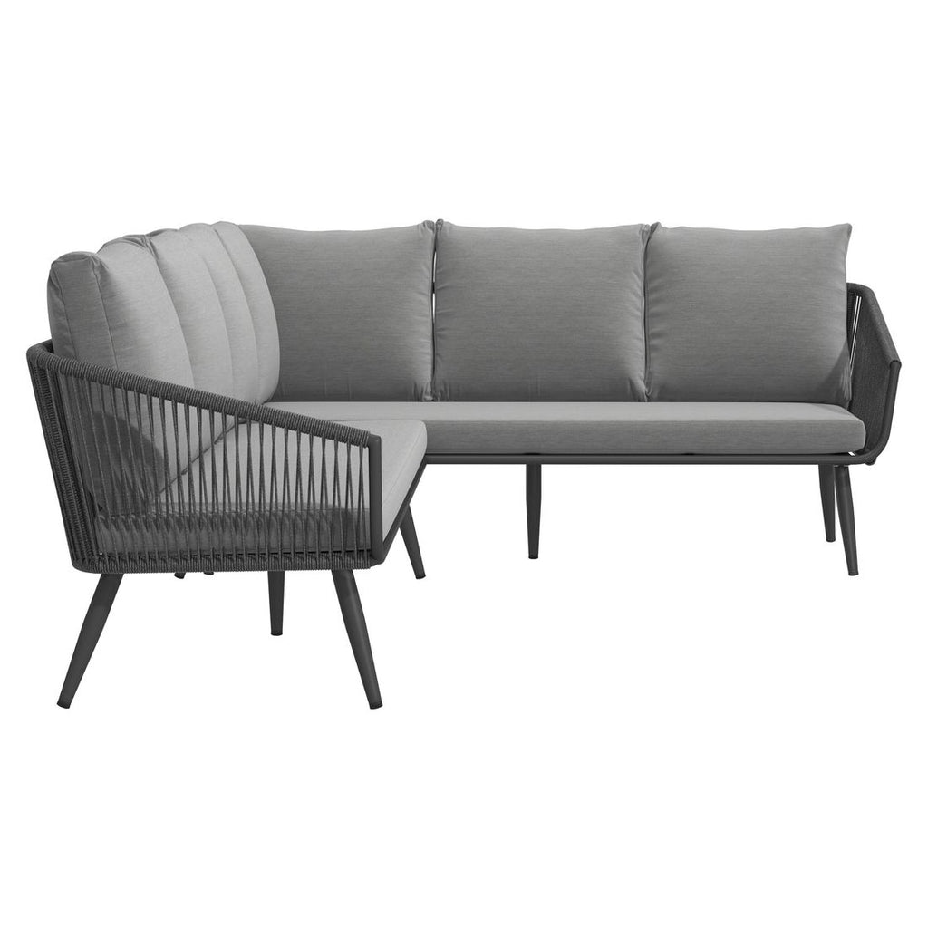 Hjørnesofa ute Alex aluminium tau olefin polstring detalj