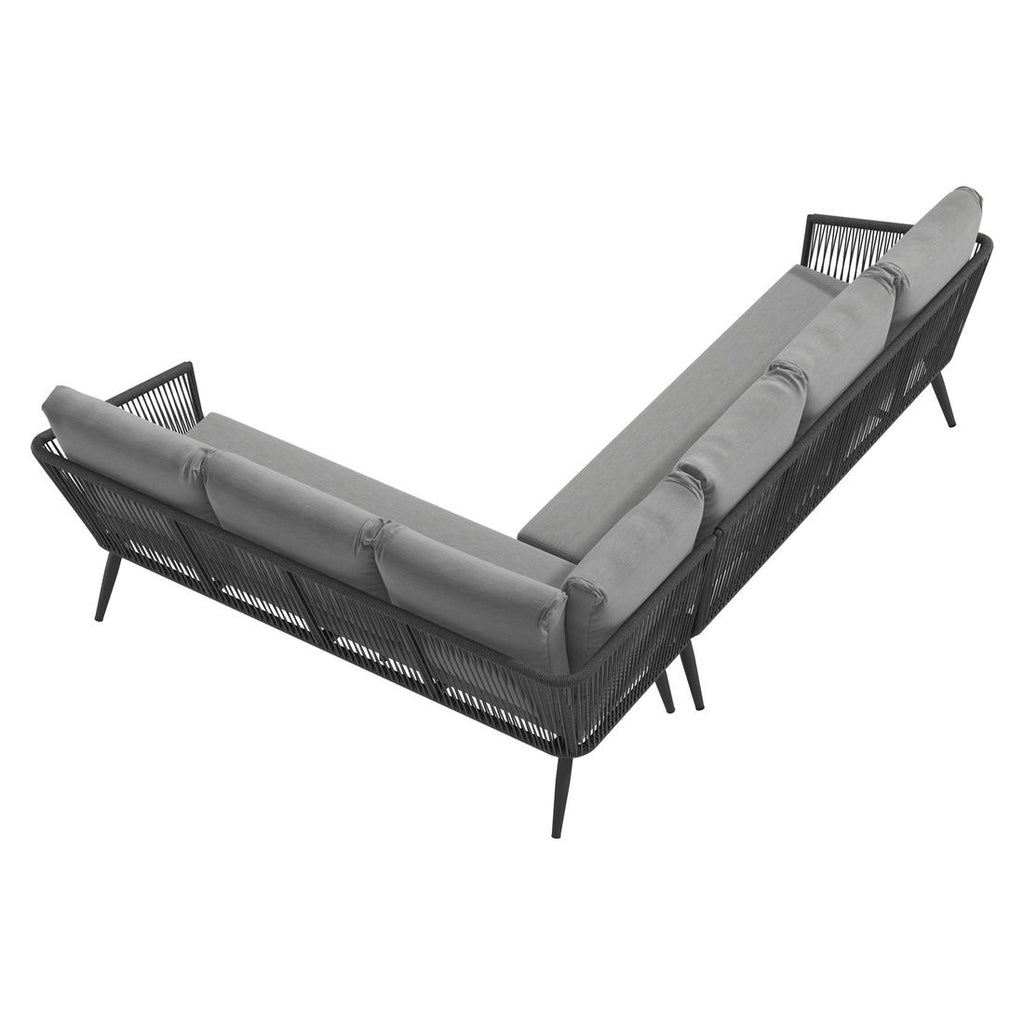 Hjørnesofa ute Alex aluminium tau olefin 247 cm ryggpute