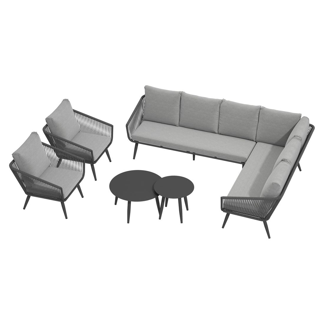 Hjørnesofa ute Alex aluminium tau olefin 247 cm nærbilde tau