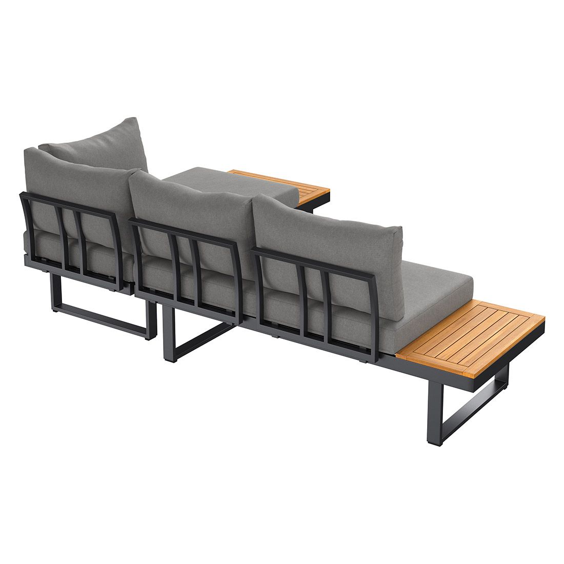 Hjørnesofa ute Alpha aluminium/akasie med loungebord - OUTLIV.