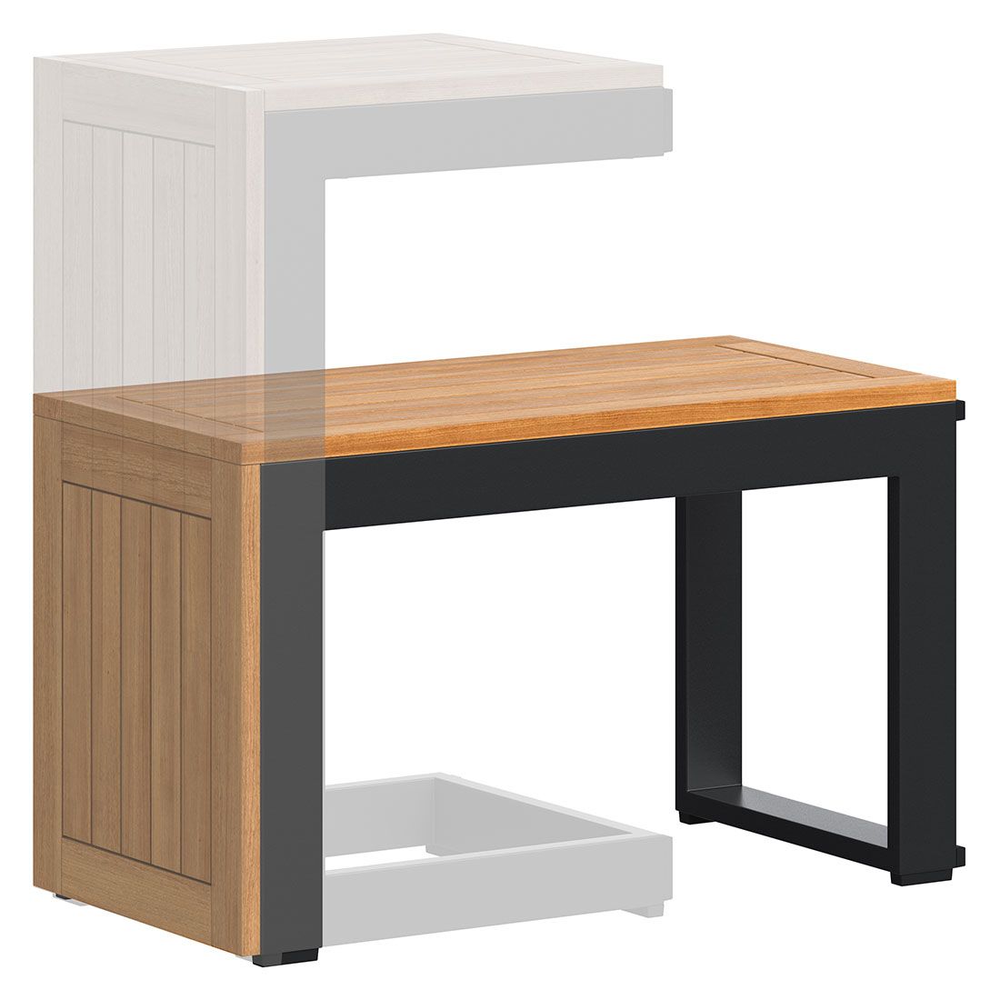 Hjørnesofa ute Alpha aluminium/akasie med loungebord - OUTLIV.