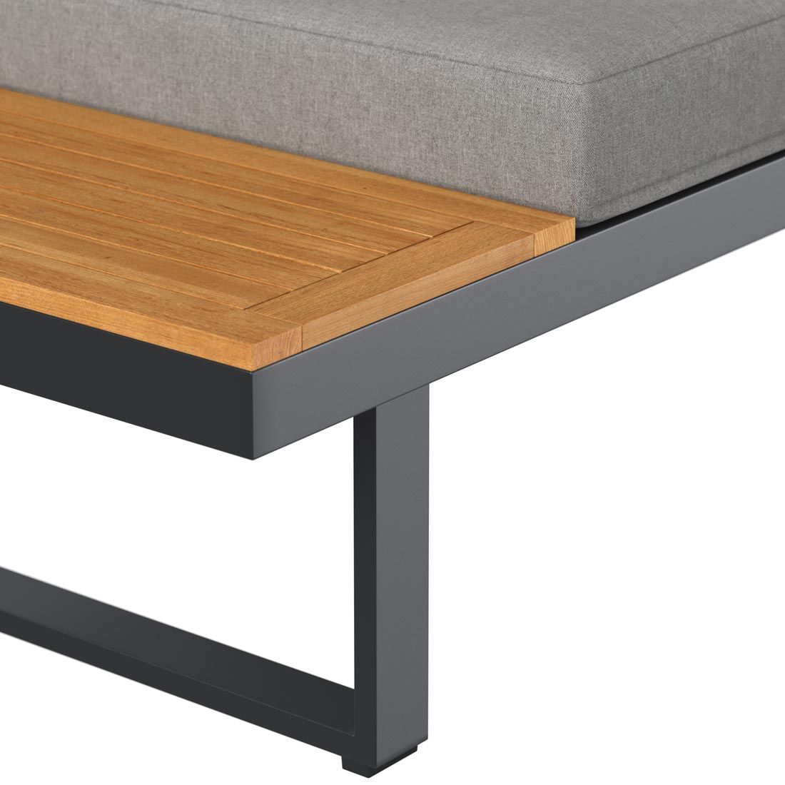 Hjørnesofa ute Alpha aluminium/akasie med loungebord - OUTLIV.
