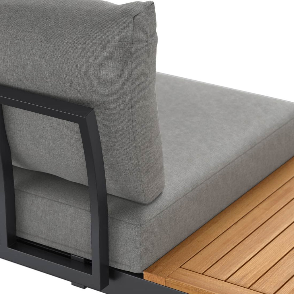 Hjørnesofa ute Alpha aluminium/akasie med loungebord - OUTLIV.