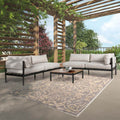 Hjørnesofa ute med loungebord aluminium teak OUTLIV forfra