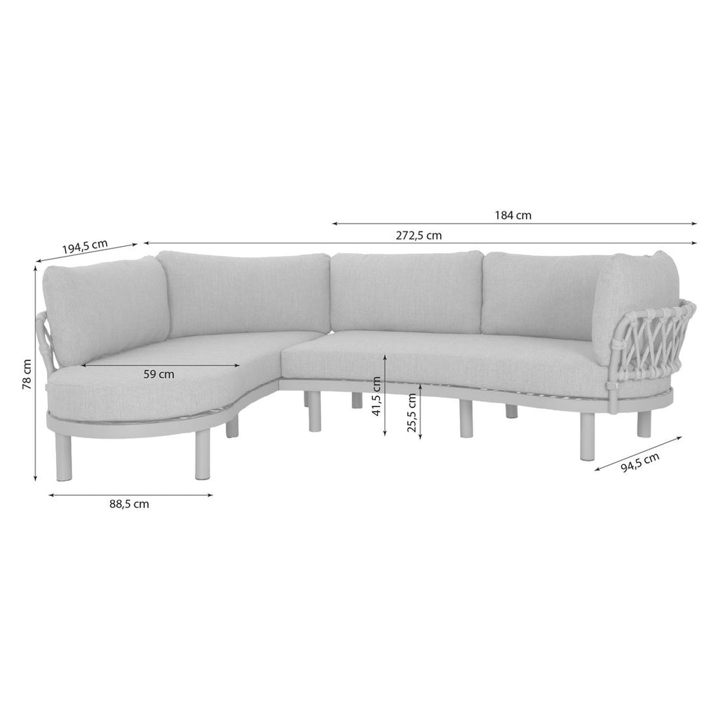 Hjørnesofa ute Atlantic aluminium tau olefin detalj av flettverk