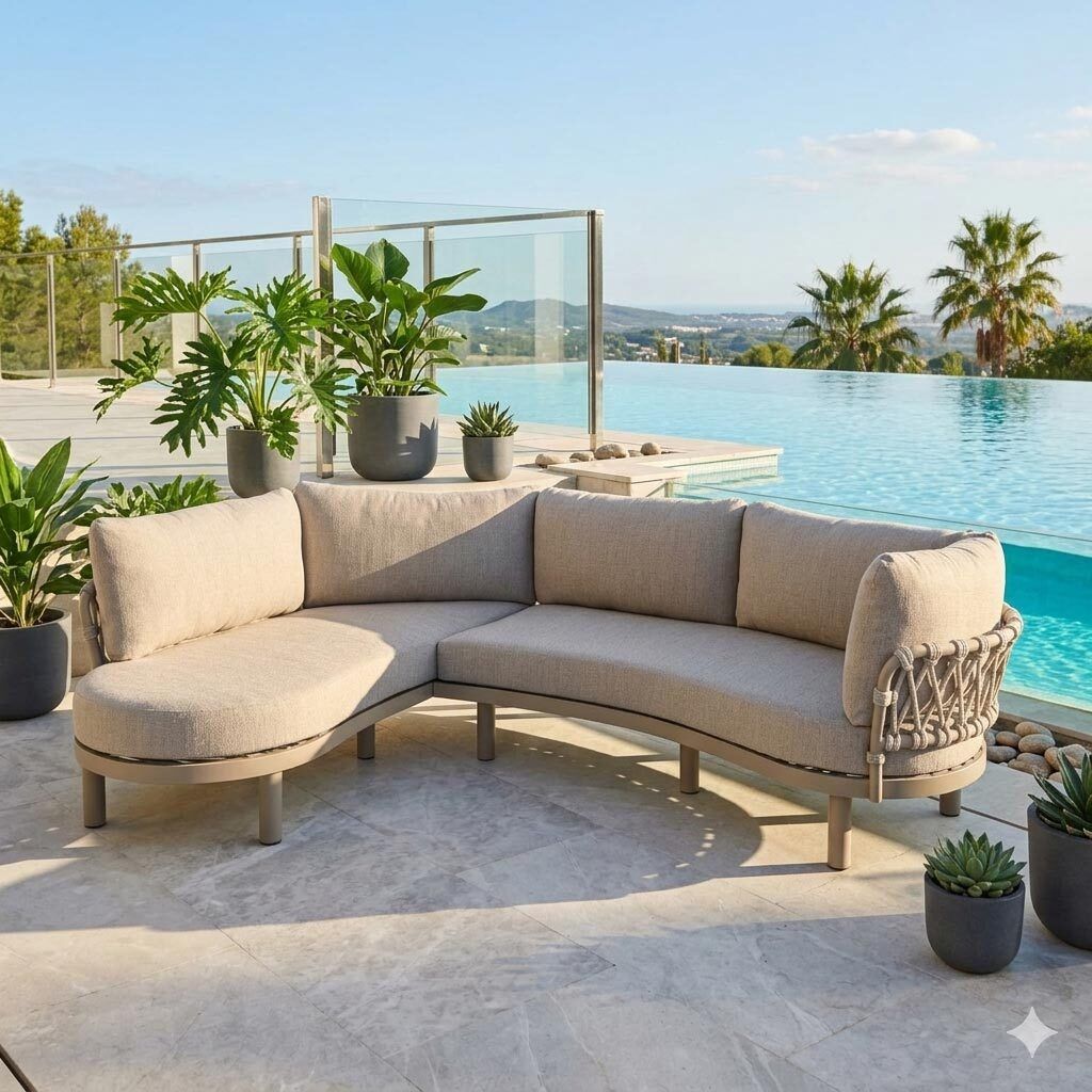 Hjørnesofa ute Atlantic aluminium tau olefin forfra