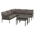 Hjørnesofa ute Aurelio 218x218 cm med loungebord sett forfra