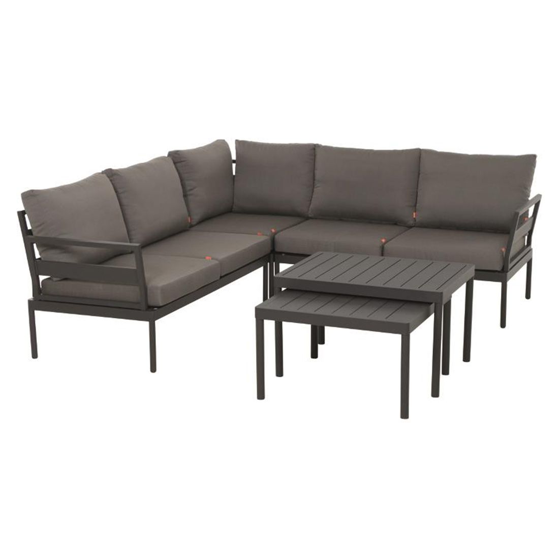 Hjørnesofa ute Aurelio 218x218 cm med loungebord sett forfra