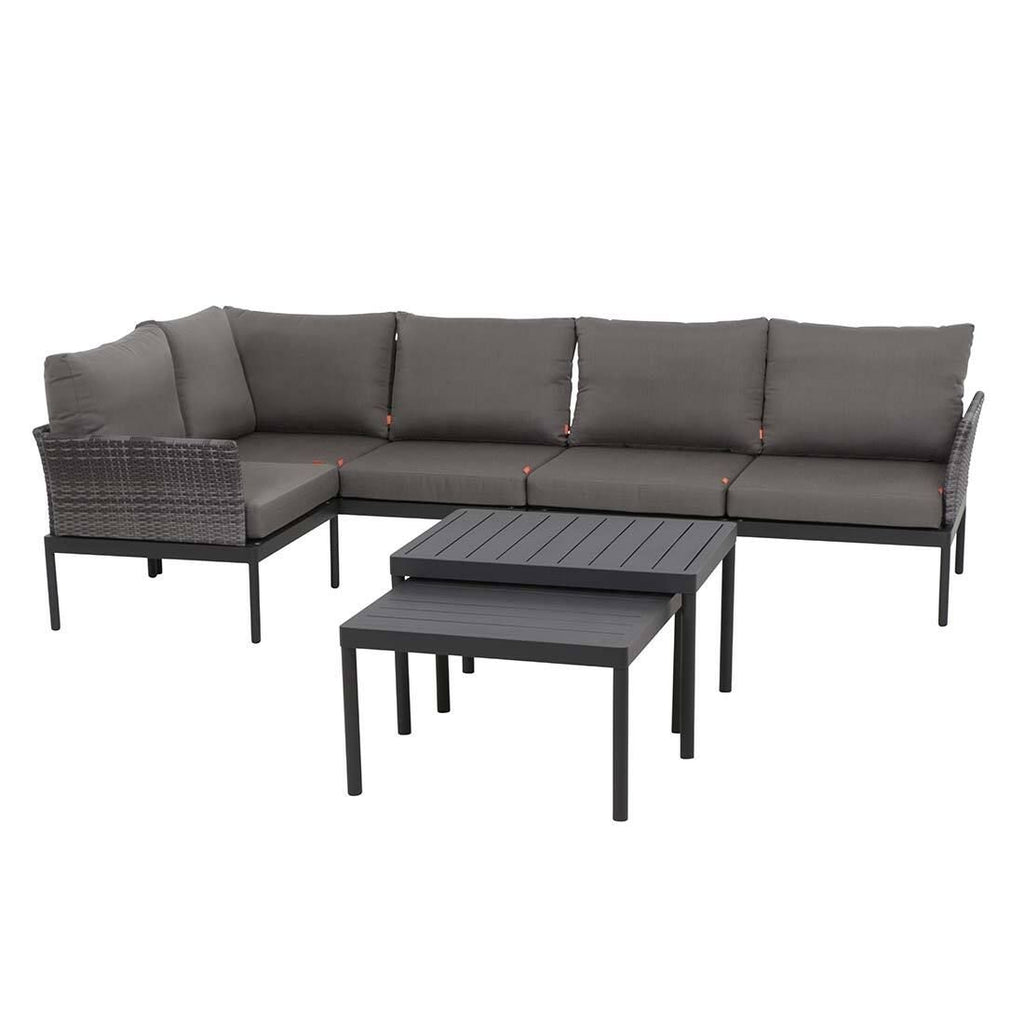 Hjørnesofa ute Aurelio aluminium/polyrotting med loungebord bakside