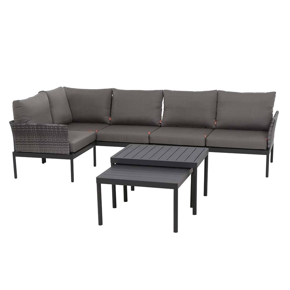 Hjørnesofa ute Aurelio aluminium/polyrotting med loungebord bakside