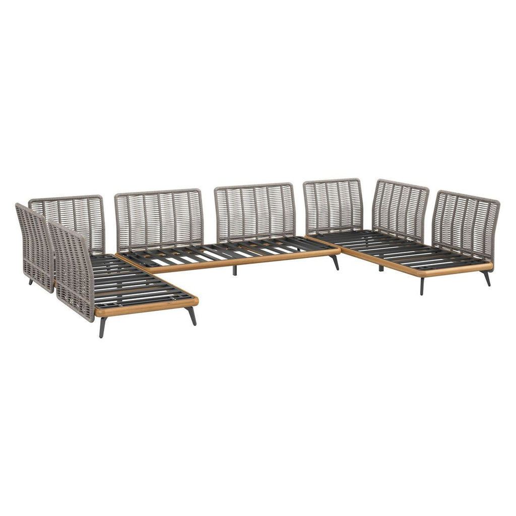 Hjørnesofa ute Ava akasie tau med loungebord fra bakside