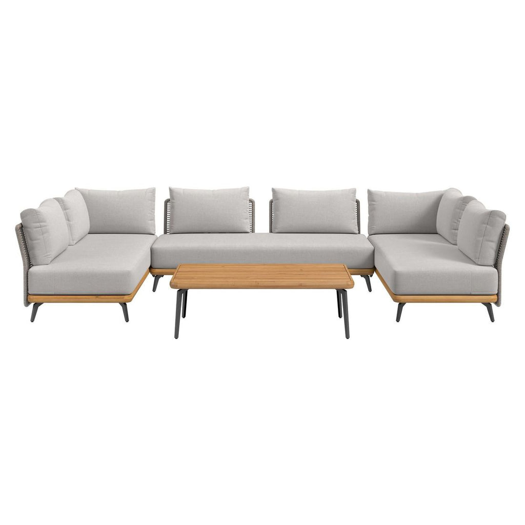 Hjørnesofa ute Ava akasie tau med loungebord detalj av akasietre