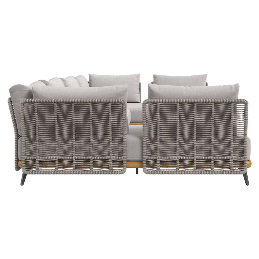 Hjørnesofa ute Ava akasie tau med loungebord visning av ottomane